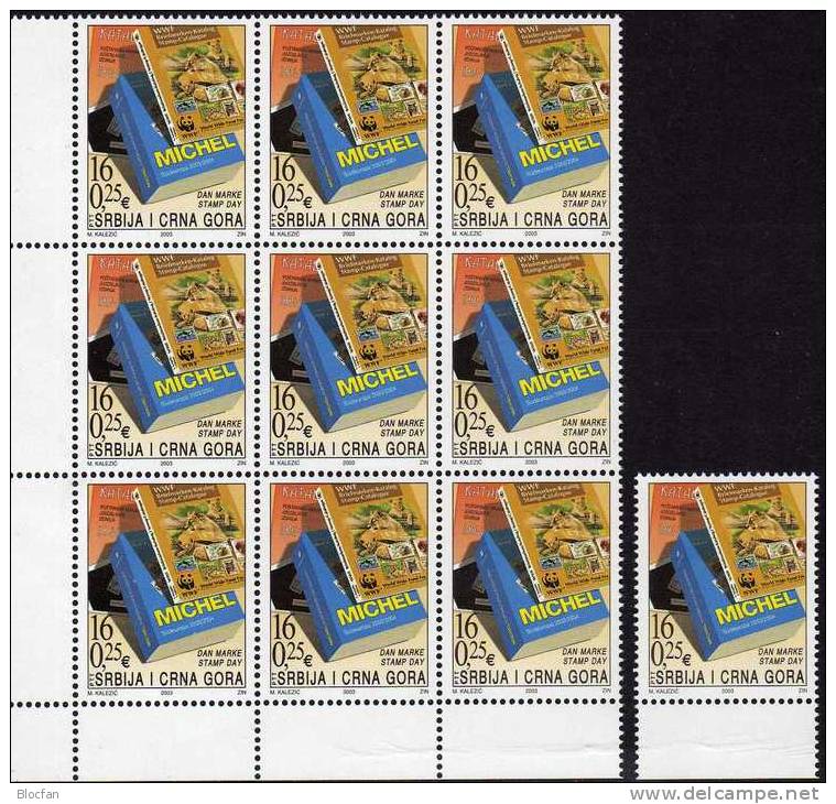 Tag Der Briefmarke 2003 Serbien/ Montenegro 3152 Plus 9-Block ** 30€ MICHEL Und WWF-Katalog Bloc Sheetlet Bf YUGOSLAVIJA - Montenegro