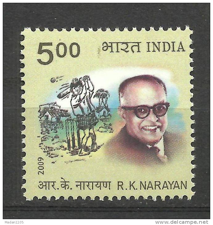 INDIA, 2009, R K Narayan, Cartoonist And Writer,  Cartoon, Art,  MNH, (**) - Ungebraucht