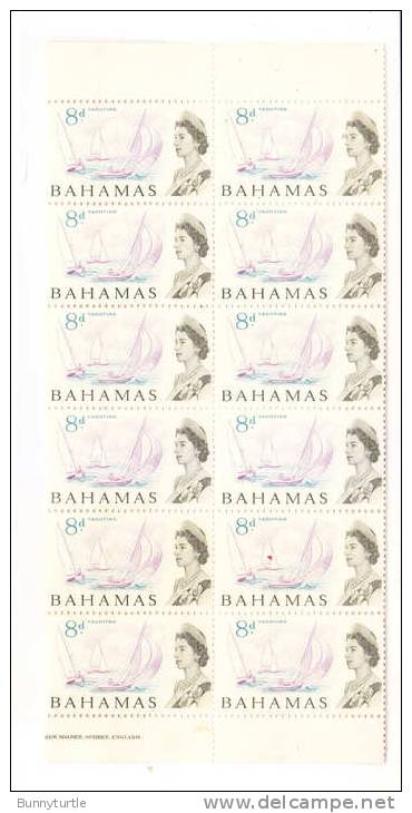 Bahamas 1965 QE Yatching 8p Blk Of 12 MNH - 1963-1973 Autonomie Interne
