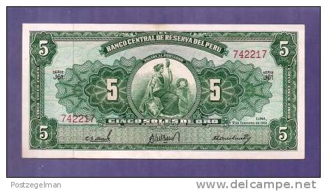 PERU 1962 UNC Banknote 5 Soles De Oro Km 83 - Peru