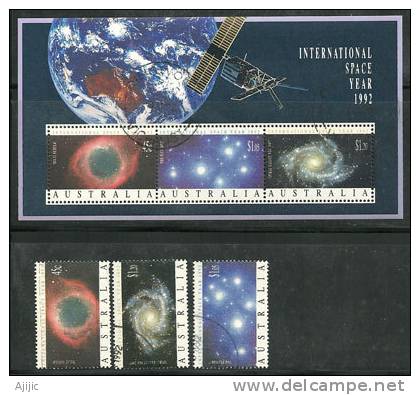 AUSTRALIE. Annee Internationale De L'Espace . Yv. 1255/7 + BF 19. Première Qualité Oblitérés. Cote 12.00 € - Oceania