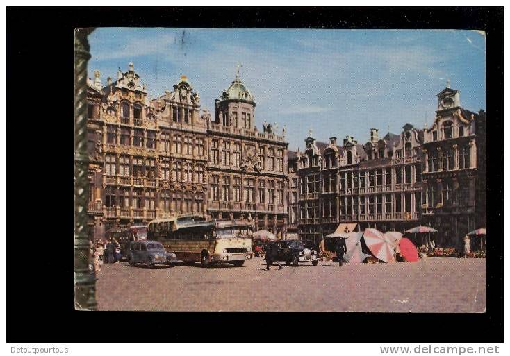 BRUXELLES BRUSSEL Grand Place Marché Markt ( Peugeot 203 Autocar Panoramique Bus - Markten