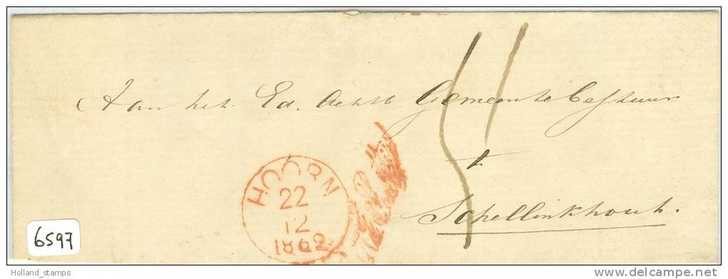 BRIEFOMSLAG Uit 1862 Van HOORN Naar SCHELLINKHOUT (6597) - Storia Postale