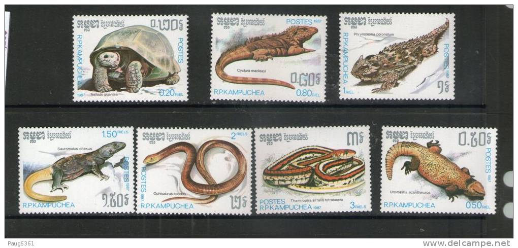 CAMBODGE  1987 REPTILES  YVERT N°751/57  NEUF MNH ** - Autres & Non Classés