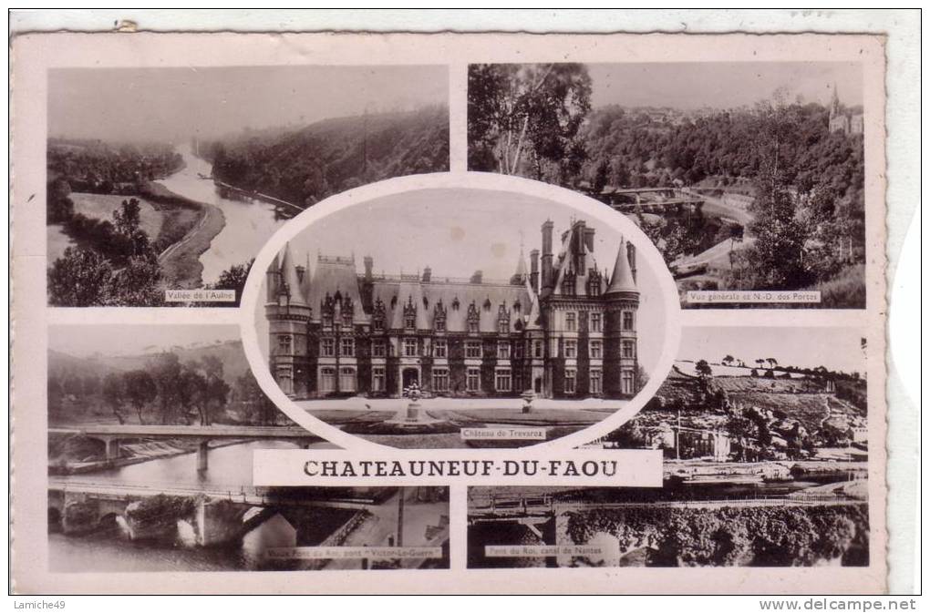 CHATEAUNEUF DU FAOU (29) CPSM Multi-vues FORMAT CPA Circulée Et Timbrée1951 Peu Courante - Châteauneuf-du-Faou