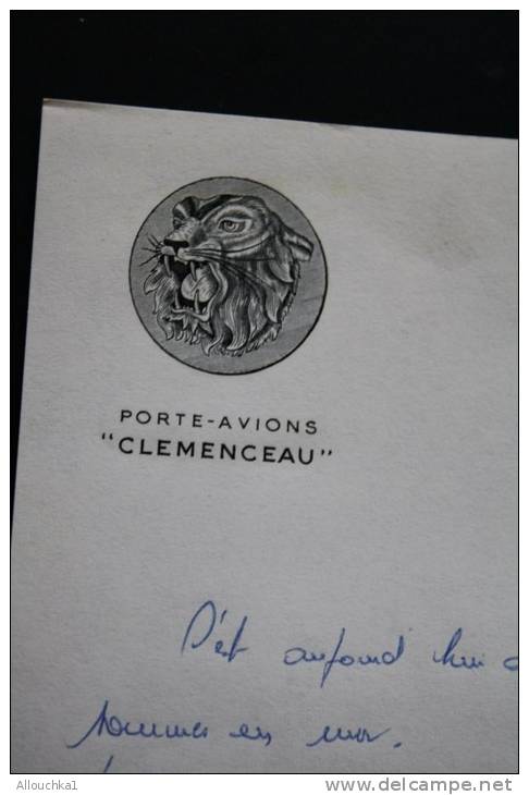 Militaria Lettre en franchise militaire + correspondances à en-tête CADM porte-avions Clémenceau