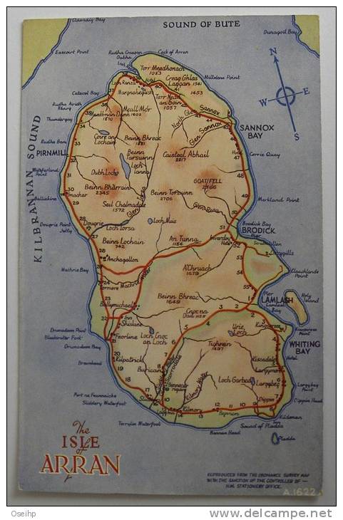 CPA - Carte Postale - Carte Map Isle Of ARRAN - Post Card Valentine & Sons - Ayrshire