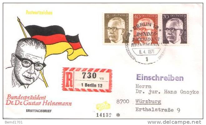 Germany / Berlin -  Mi-Nr 360, 364, 366 FDC (r728)- - 1971-1980
