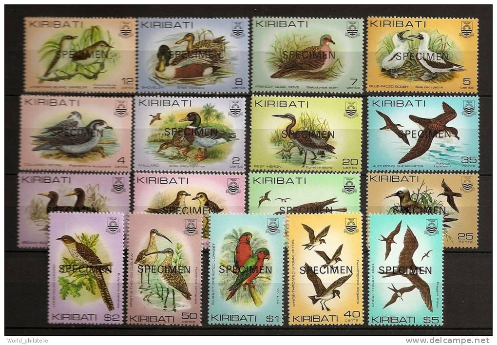 Kiribati 1982 N° 62 / 77 + 95 ** Courant, Oiseaux, Surchargés, Stercorarius, Anas, Pterodroma, Sula, Fregate, Puffinus - Kiribati (1979-...)