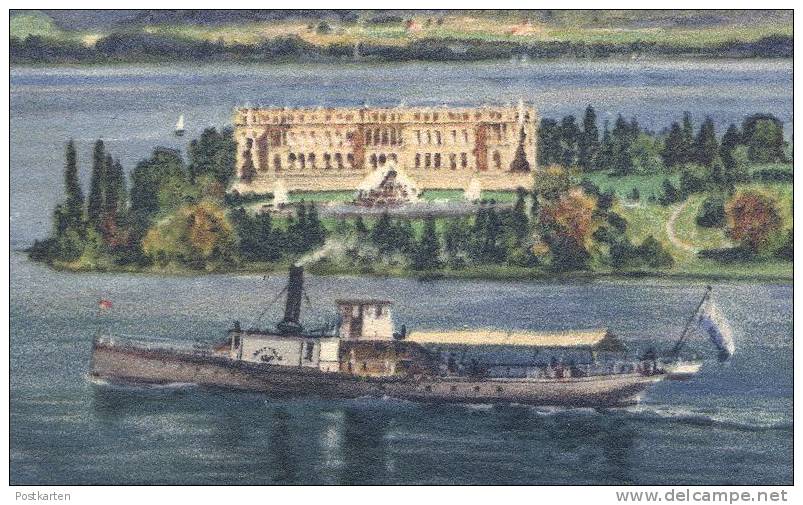 ALTE POSTKARTE CHIEMSEE HERRENWÖRTH HERRENCHIEMSEE Dampfer Schiff Steam Ship Bateau à Vapeur Cpa Postcard - Chiemgauer Alpen