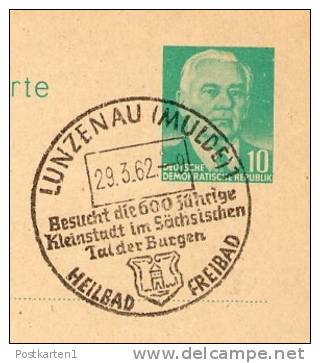 WAPPEN LUNZENAU Sachsen 1962 Auf DDR P68 Postkarte PRIVATER ZUDRUCK - Enveloppes