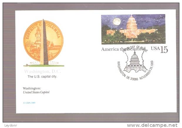 FDC America The Beautiful Washington D.C.  - Postal Card - 1981-1990
