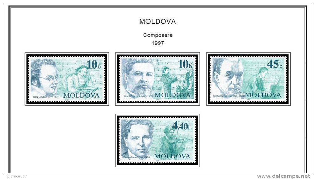 MOLDOVA STAMP ALBUM PAGES 1991-2011 (100 color illustrated pages)