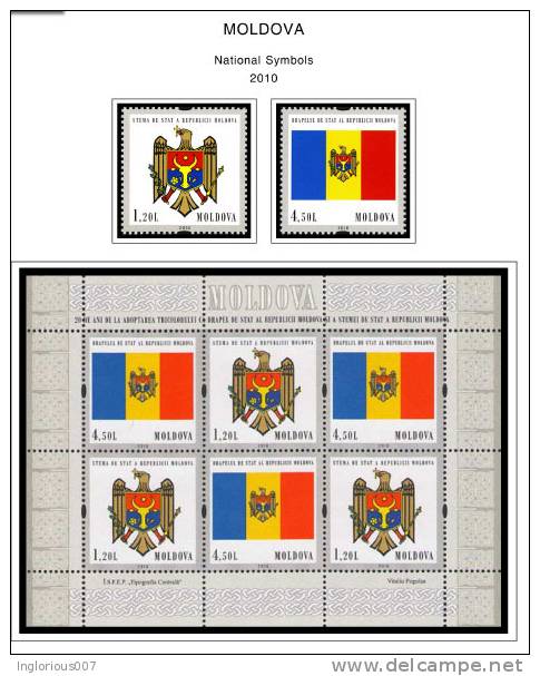 MOLDOVA STAMP ALBUM PAGES 1991-2011 (100 color illustrated pages)