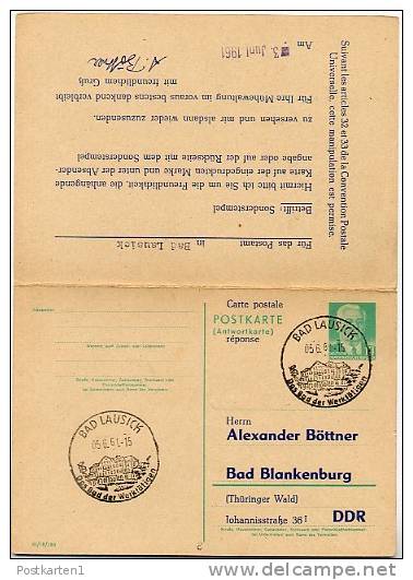 KURHOTEL HERMANNSBAD Bad Lausick 1961 Auf DDR P70 I Antwort-Postkarte PRIVATER ZUDRUCK #2 - Termalismo