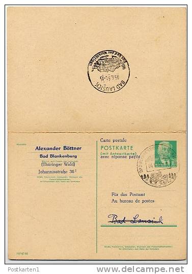 KURHOTEL HERMANNSBAD Bad Lausick 1961 Auf DDR P70 I Antwort-Postkarte PRIVATER ZUDRUCK #2 - Thermalisme