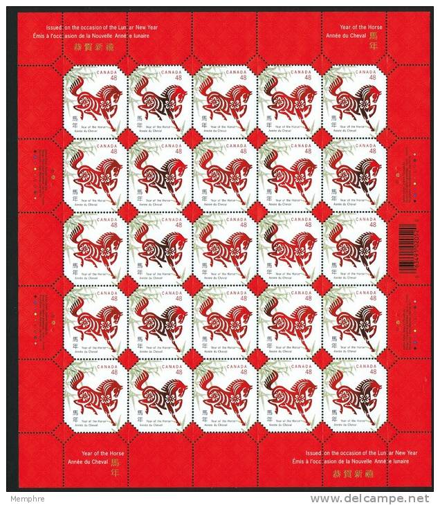 2002   Year Of The Horse  Complete Sheet Of 25 ** - Unused Stamps