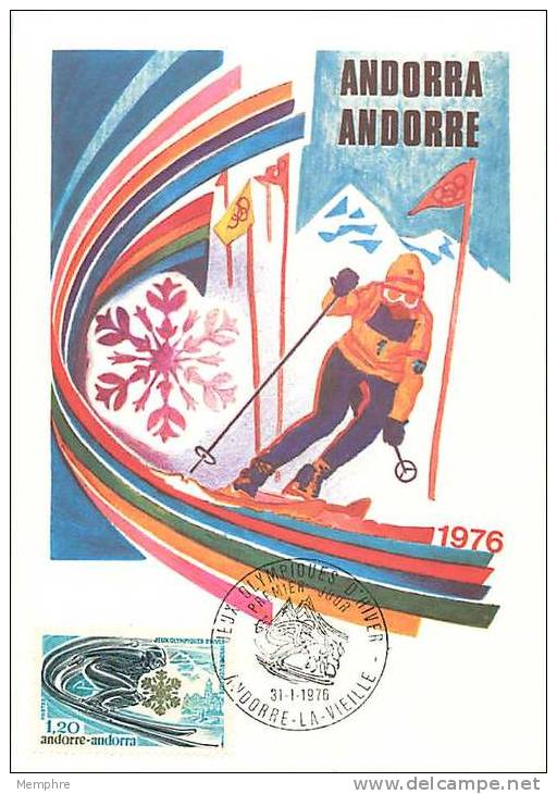 1976  Jeux Olympiques D'Innsbruck   Ski Yv 251 - Cartas Máxima