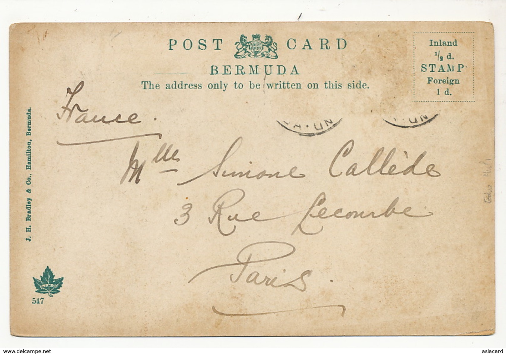 Bermuda Bermudes Gibbs Lighthouse 1907 Stamp Removed Edit Bradley 547  Phare - Bermudes