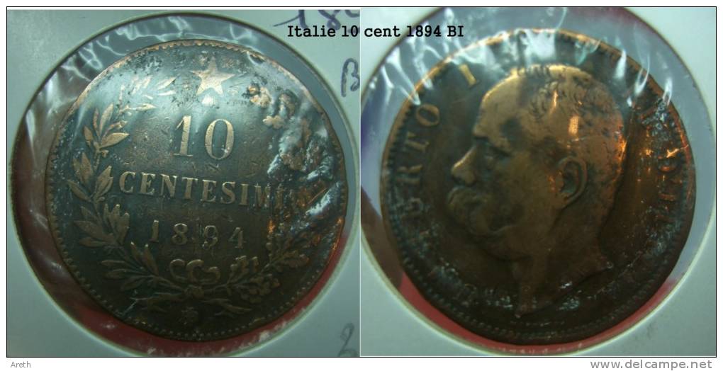 ITALIE -  10 Centesimi 1894 BI - Sonstige & Ohne Zuordnung