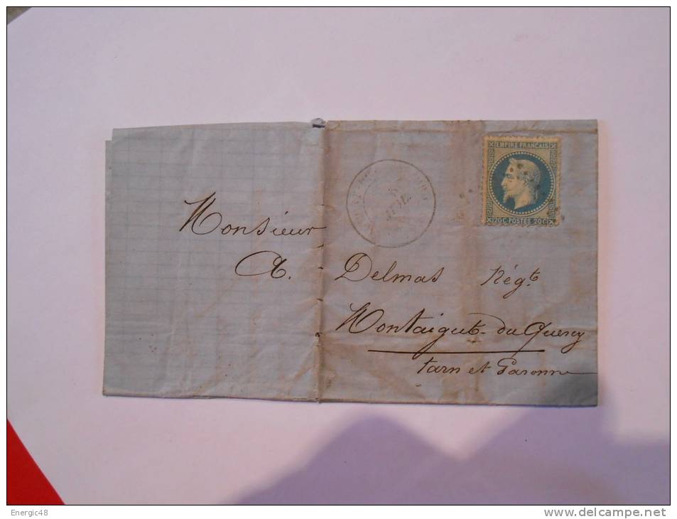 Lot52 .lettre ,;!verso,A VOIR§§ - 1863-1870 Napoléon III Lauré