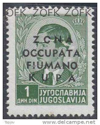 ITALY - ITALIEN - YUGOSLAVIA - CROATIA - FIUME - KUPA  - "ZOFK" SOPRAST. BASSO - **MNH - Cat.100 E - Fiume & Kupa