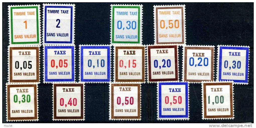 Frankreich, 16 Briefmarken Ohne Wert, Sans Valeur, Dabei Taxe - Bzw. Timbre Taxe Briefmarken, Gebühren Bzw. Steuermarken - Phantom