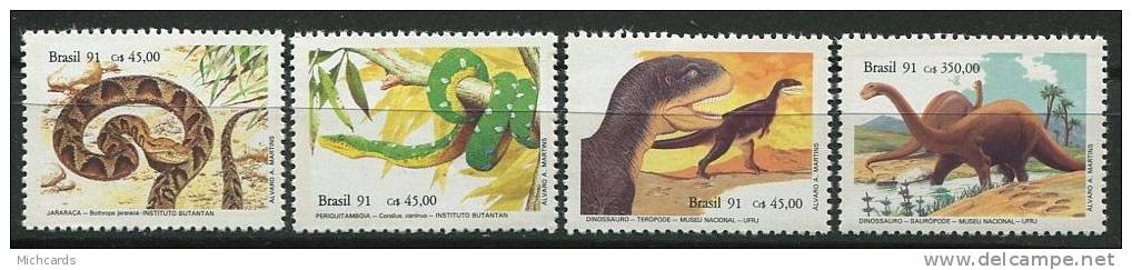 BRESIL 1991 - Serpent Dinosaure - Neuf, Sans Charniere (Yvert 2019/22) - Unused Stamps