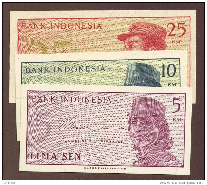 INDONESIA LOT 1-5-10-25 SEN 1964  UNC - Indonesia