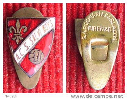 Italy - Calcio -  Football / Soccer - A.C. S.  SALVI BOYS,  Enamel Vintage Buttonholle Badge, Pin - Distintivo - Fútbol