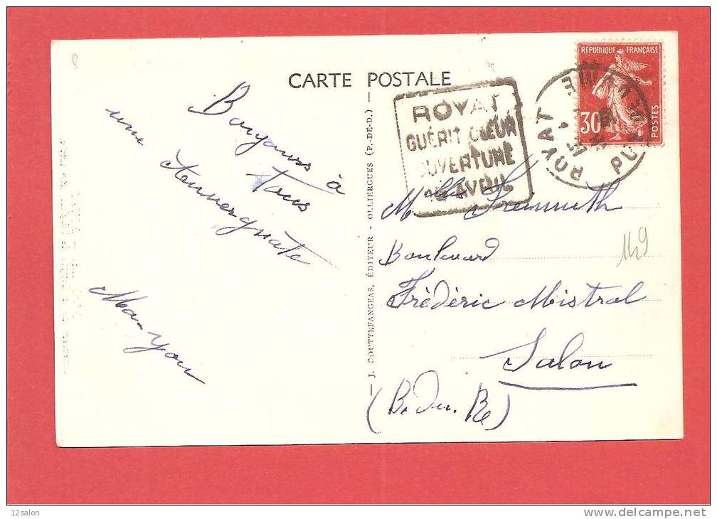 Carte N° 160 Obl Daguin ROYAT - 1906-38 Semeuse Con Cameo