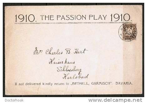 BAVARIA     Scott Type A5 On 1910 Passion Play Cover To Karlsbad---(Jul 26 1910) OS-41 - Covers & Documents