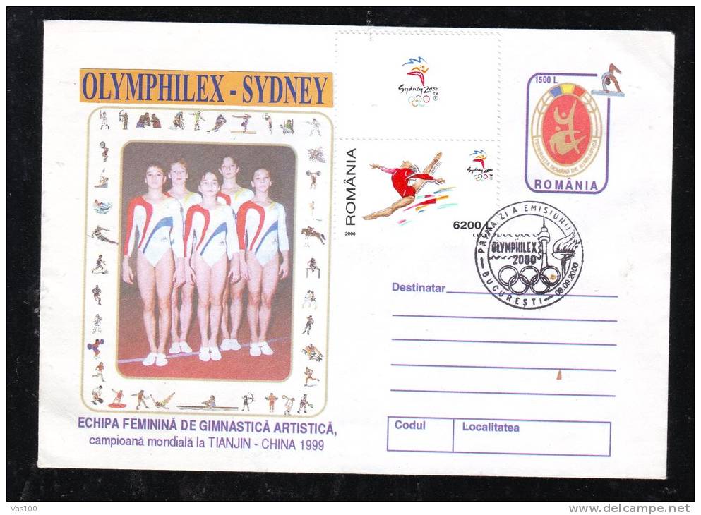 OBLITERATION FDC, ON COVER STATIONARY ENTIER POSTAUX,2000 OLIMPICS GAMES SYDNEY, ROMANIA - Verano 2000: Sydney
