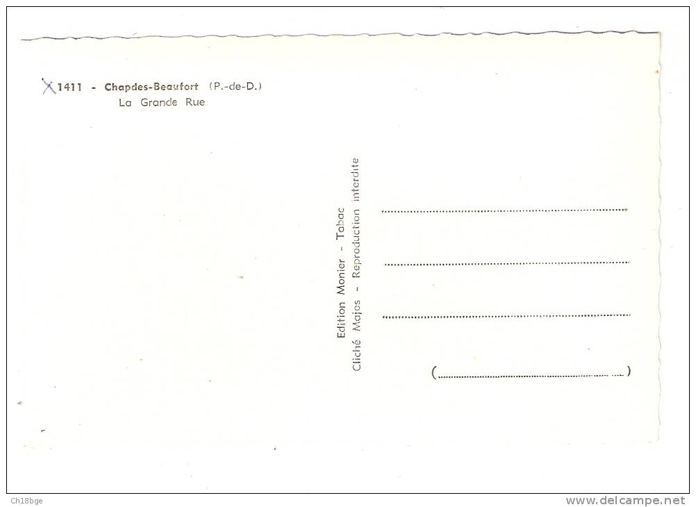 CPA : 63 - Puy De Dôme : Chapdes - Beaufort : La Grande Rue - Altri & Non Classificati