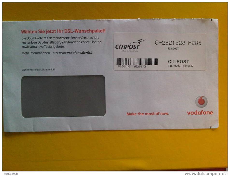 Citipost 22.11.2007 Fensterlangbrief Vodafone - Privées & Locales