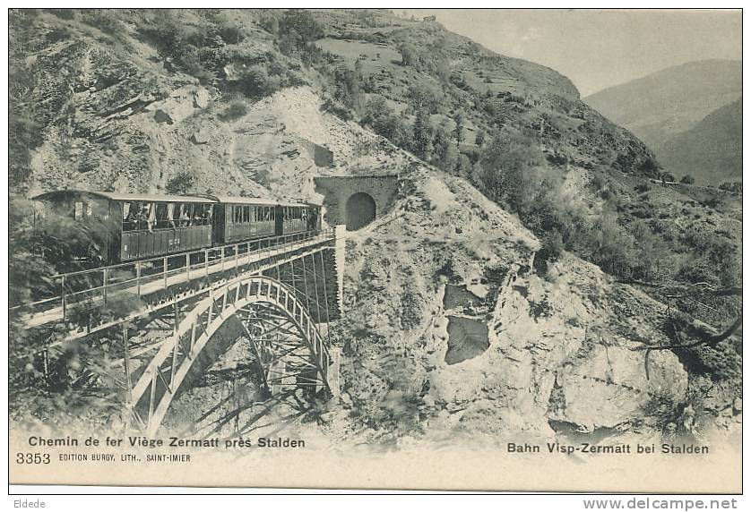 Chemin De Fer Viège Zermatt Pres Stalden 3353 Burgy St Imier  Train - Stalden