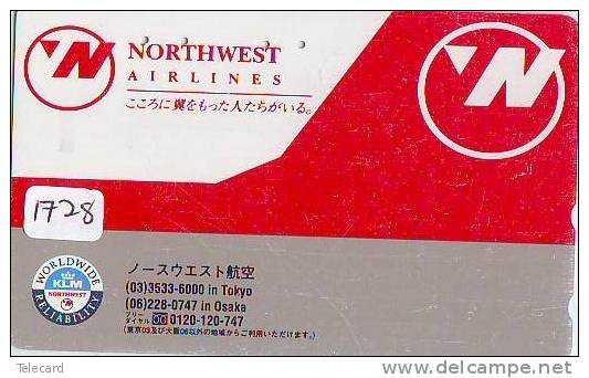 Télécarte Japon * NORTHWEST AIRLINES (1728) Japan Phonecard Airplane Flugzeug Avion * AVION - Airplanes