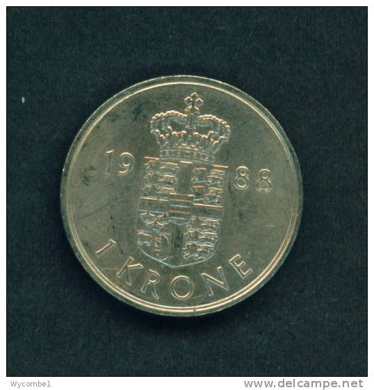 DENMARK  -  1988  1 Krone  Circulated As Scan - Denmark