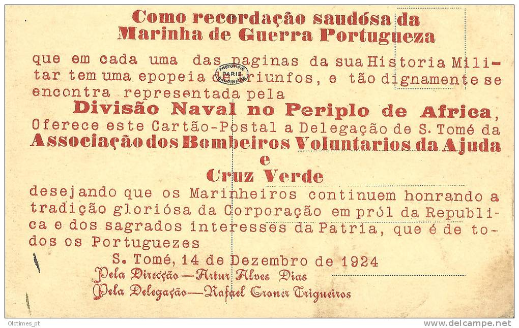 SÃO TOMÉ E PRINCIPE-PORTUGAL - BEIRA MAR NA CIDADE - RECORDAÇÃO DA MARINHA DE GUERRA PORTUGUESA  - 20S PC. - Sao Tomé E Principe