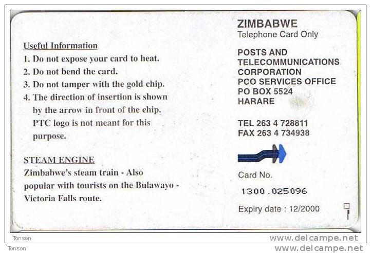 Zimbabwe, ZIM-31, $200 Steam Engine, Train. - Zimbabwe