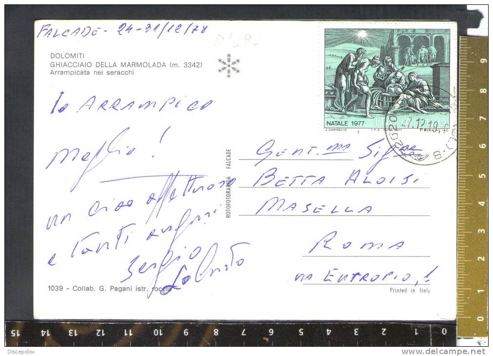 D1696 Dolomiti - Ghiacciao Della Marmolada - Arrampicata Nei Serracchi / Francobollo Natale 1977 - Escalada