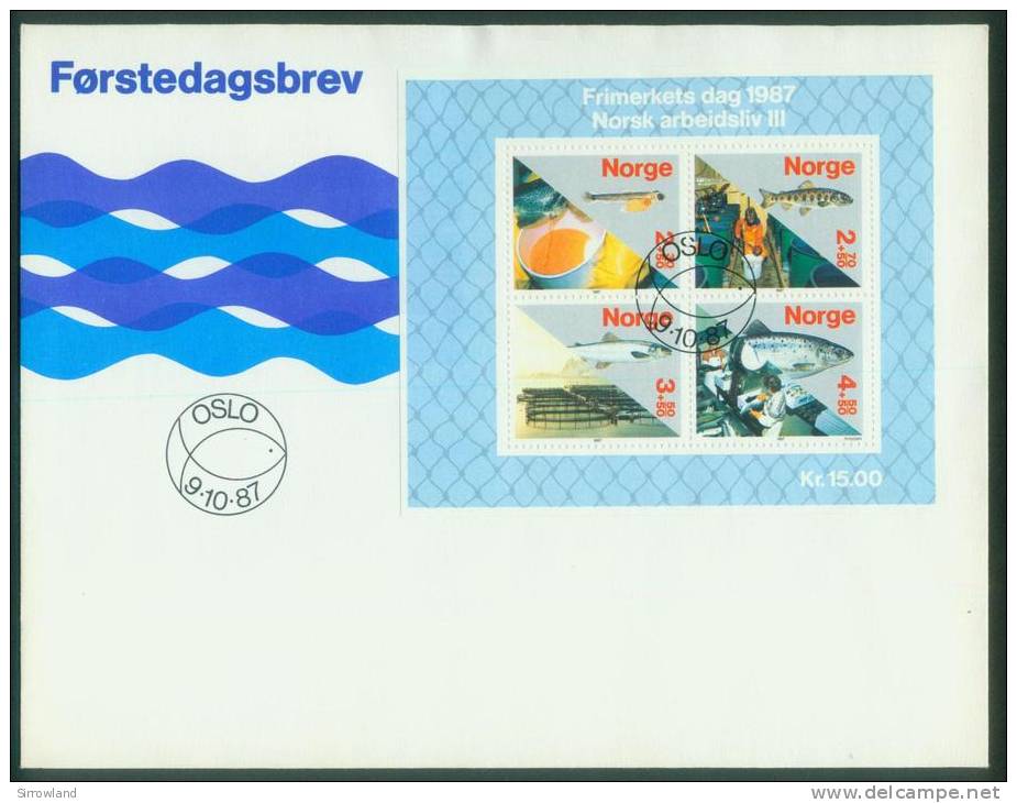 Norwegen  1987  Tag Der Briefmarke - Fischindustrie  (1 FDC  Kpl. )  Mi: Bl. 8 (9,00 EUR) - FDC