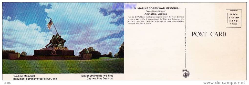 CPSM 9X14 De VIRGINIA - ARLINGTON - U.S MARINE CORPS WAR MEMORIAL      -  N° K15585  édit CAPSCO - Arlington