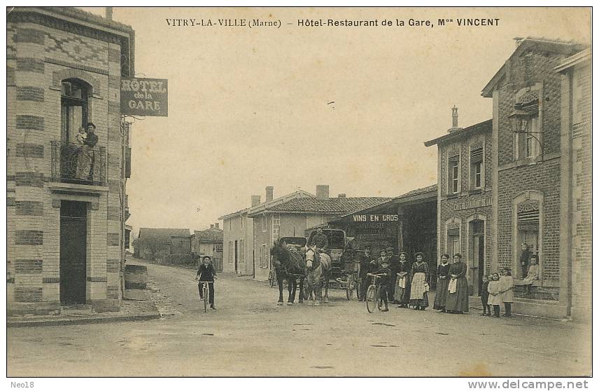 Vitry La Ville Hotel Restaurant De La Gare Maison Vincent Cachet Chemins De Fer Militaire 1915 - Vitry-la-Ville