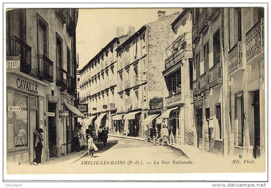 Carte Postale Ancienne Amélie Les Bains - La Rue Nationale - Autres & Non Classés