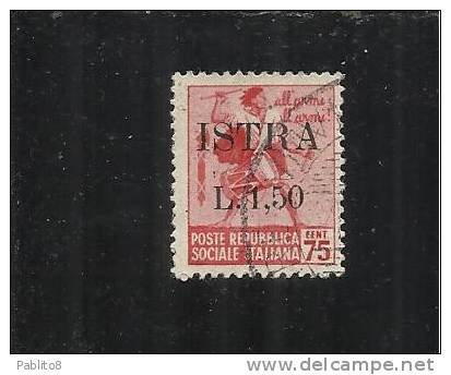 OCCUPAZIONE JUGOSLAVIA YUGOSLAVIA ISTRIA 1945 L. 1,50 SU 0,75 USED - Yugoslavian Occ.: Fiume