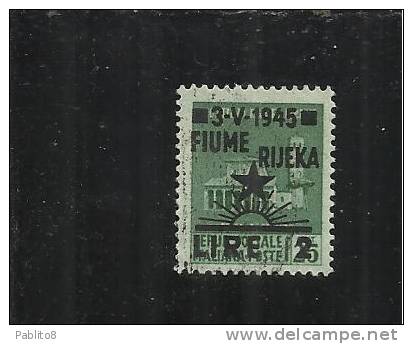 OCCUPAZIONE FIUME 1945 L. 2 SU 0,25 TIMBRATO - Jugoslawische Bes.: Fiume