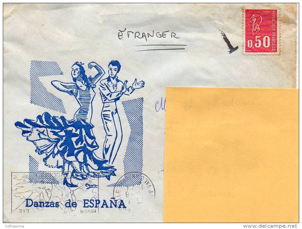 1973 - Enveloppe Taxée (T) Venant D'Espagne Pour Moult 14 - 1960-.... Lettres & Documents