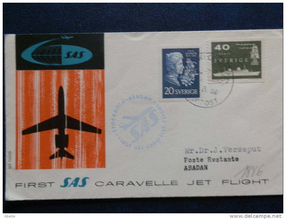 A1886    1° FLIGHT  SAS 1959 - Brieven En Documenten