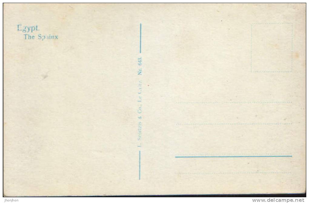 Egypt-Postcard Interwar-The Sphinx-unused, 2/scans. - Sphinx